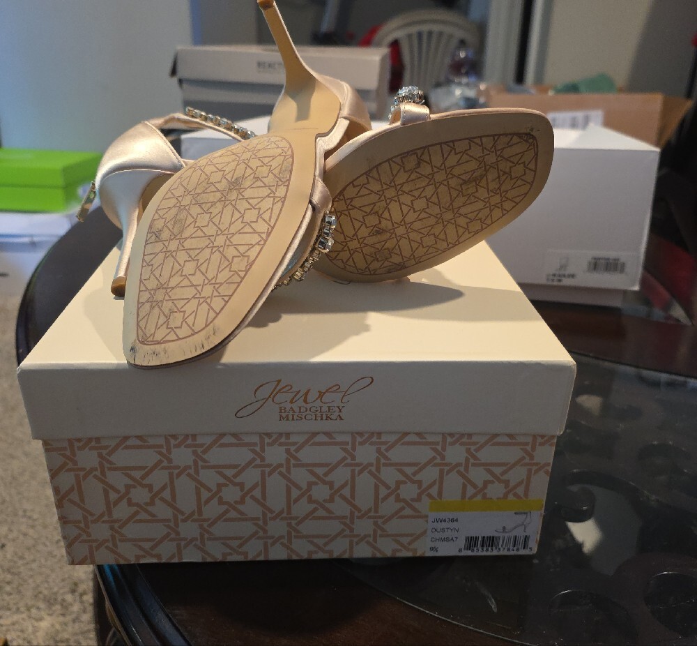 Jewel Badgley Mischka Nude Crystal-Ankle Strap Sandals - Picture 10 of 11